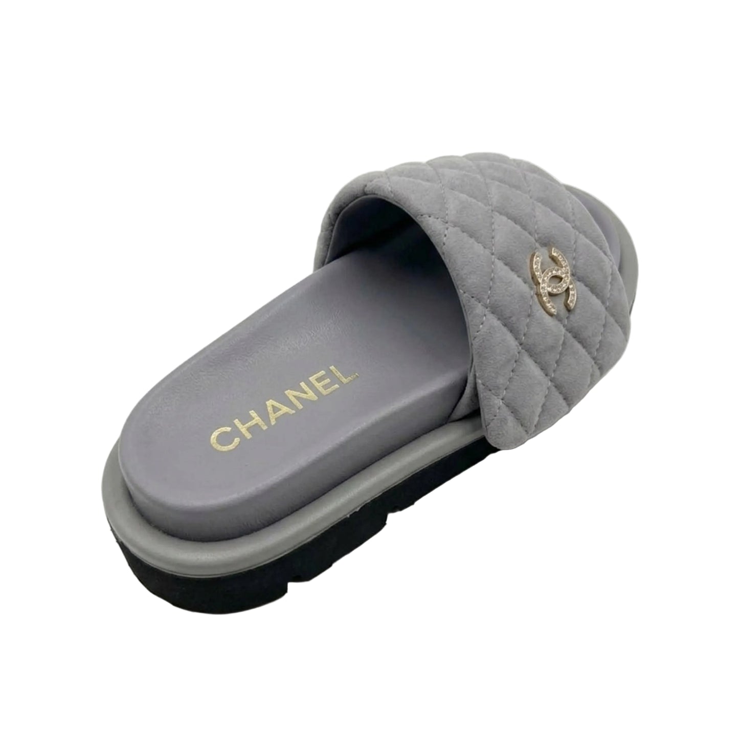 CHANEL QUILTED CC SLIDE SANDALEN