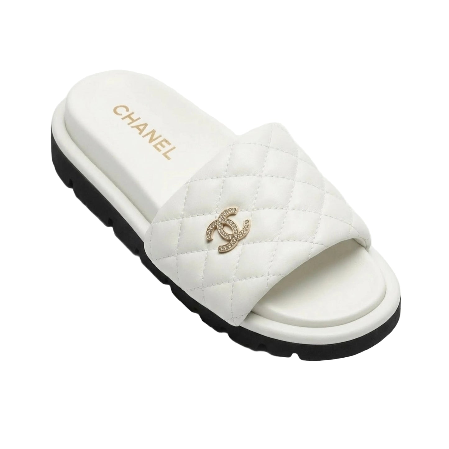 CHANEL QUILTED CC SLIDE SANDALEN