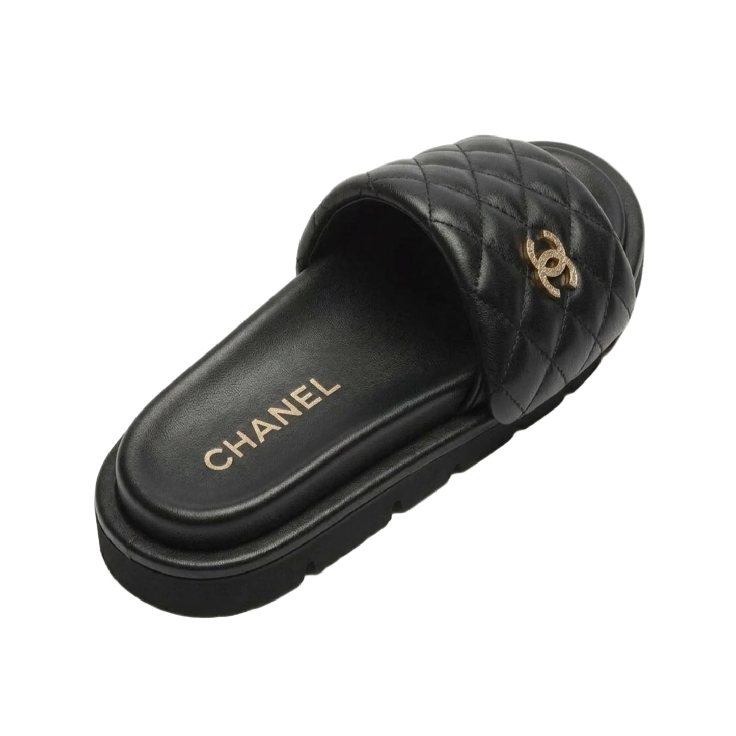 CHANEL QUILTED CC SLIDE SANDALEN