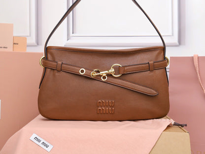 (Premium Quality) Miu Miu Leather Buckle Detail Shoulder Bag