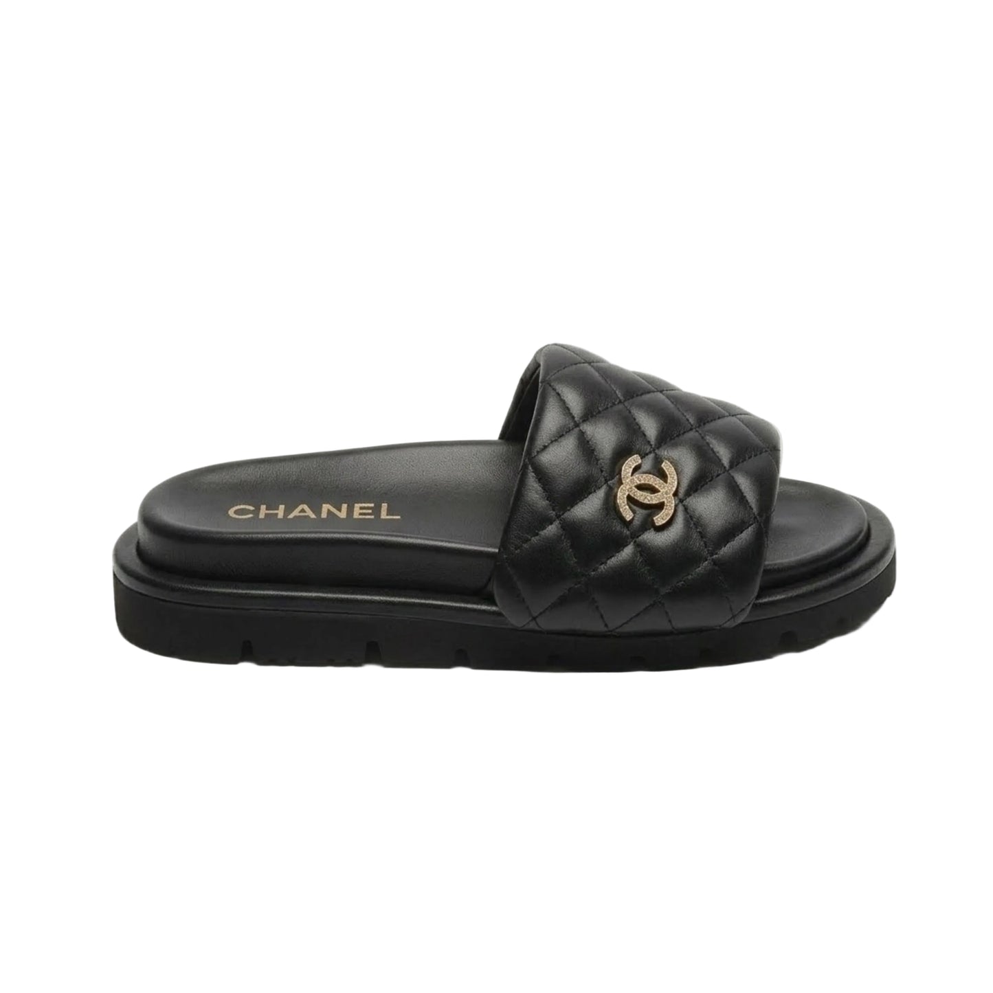 CHANEL QUILTED CC SLIDE SANDALEN