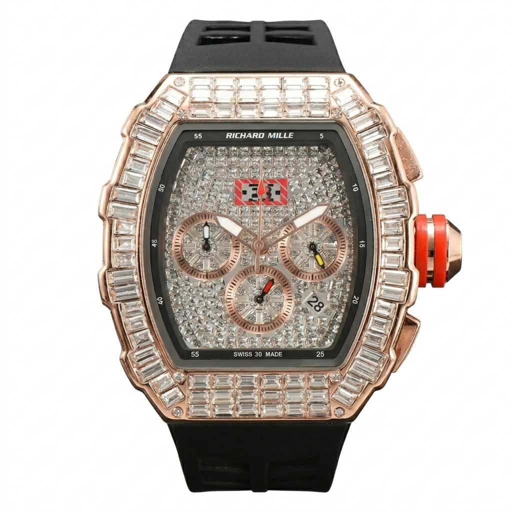 RICHARD MILLE RM 011 FELIPE MASSA FLYBACK CHRONOGRAPH ROSE GOLD BAGUETTE DIAMOND