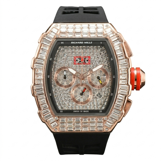 RICHARD MILLE RM 011 FELIPE MASSA FLYBACK CHRONOGRAPH ROSE GOLD BAGUETTE DIAMOND