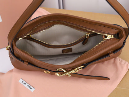 (Premium Quality) Miu Miu Leather Buckle Detail Shoulder Bag