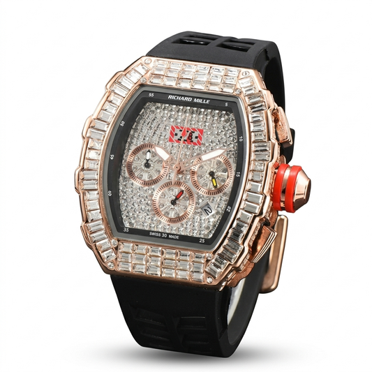 RICHARD MILLE RM 011 FELIPE MASSA FLYBACK CHRONOGRAPH ROSE GOLD BAGUETTE DIAMOND