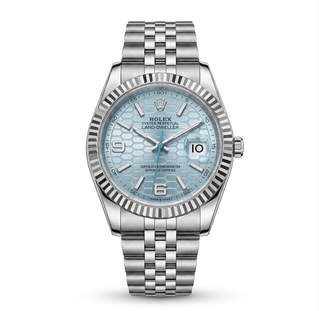 ROLEX OYSTER PERPETUAL LAND-DWELLER BABYBLAU ZIFFERBLATT