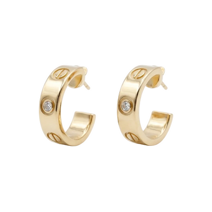 CARTIER SMALL EARRİNGS GOLD DIAMONDS