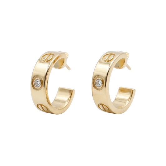 CARTIER SMALL EARRİNGS GOLD DIAMONDS