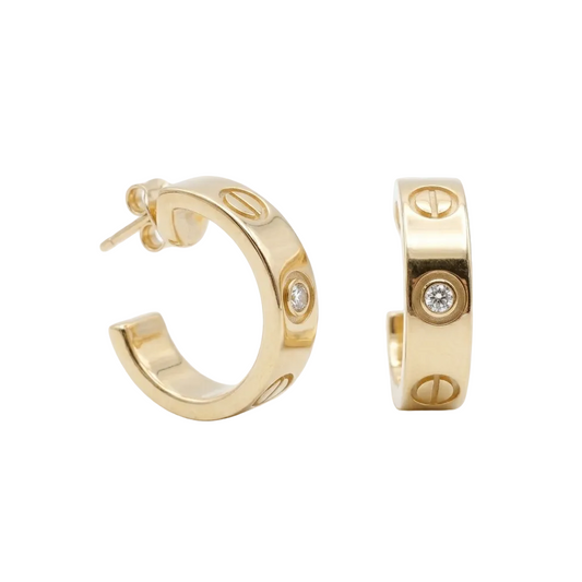 CARTIER SMALL EARRİNGS GOLD DIAMONDS