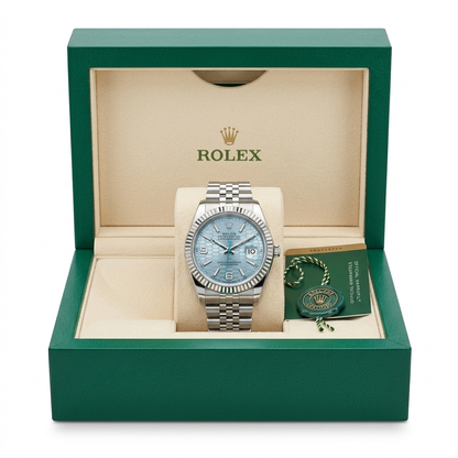 ROLEX OYSTER PERPETUAL LAND-DWELLER BABYBLAU ZIFFERBLATT