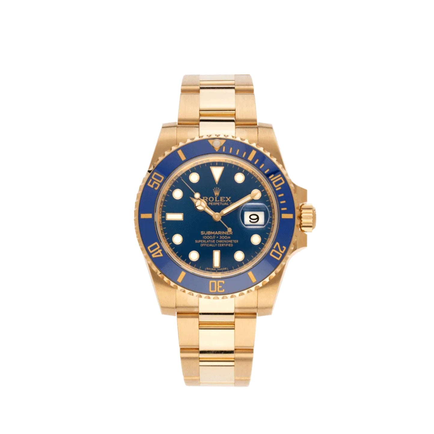 Rolex Submariner Date in Gelbgold mit blauem Zifferblatt